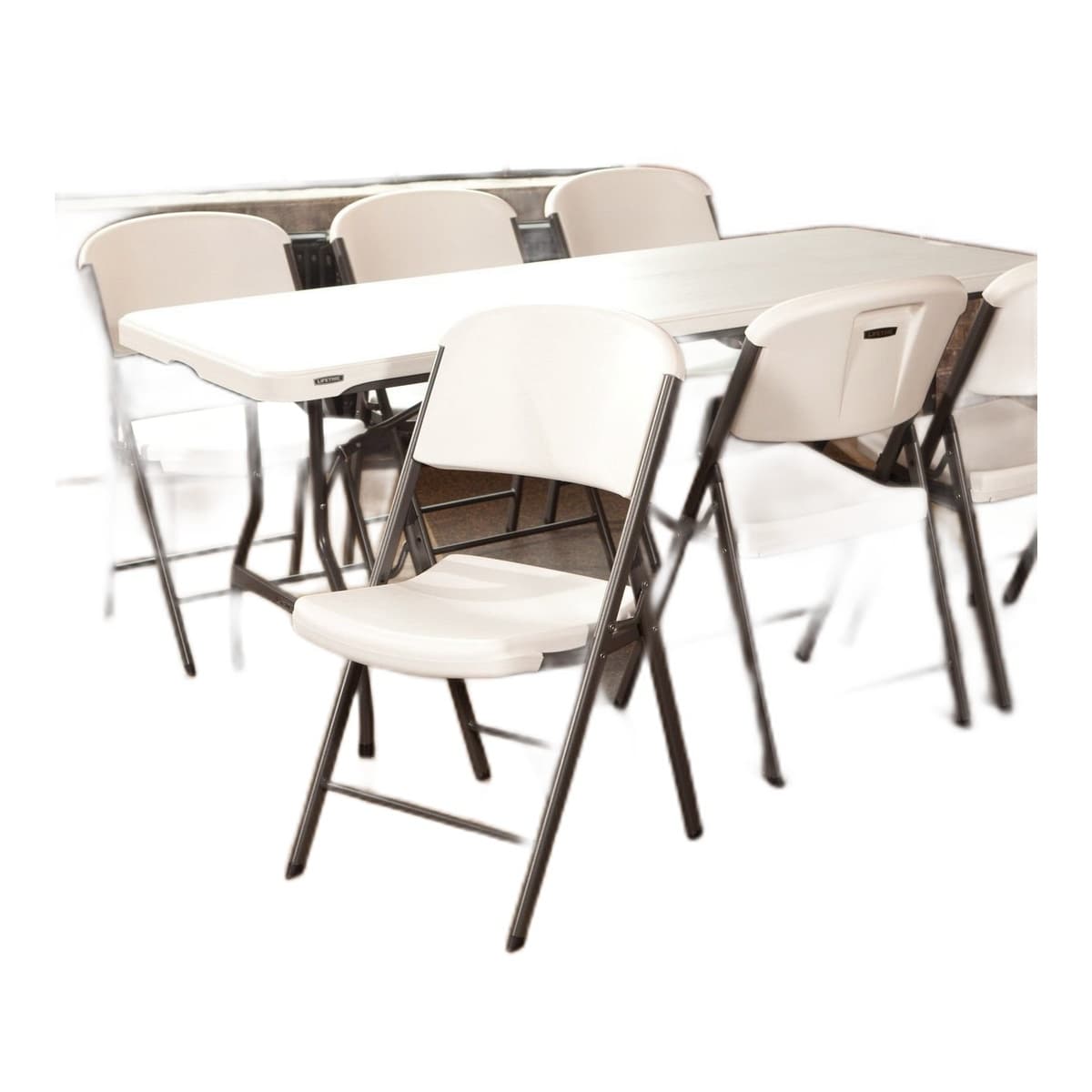 Lifetime Commercial Folding Chair - 4 Pack, White Granite
